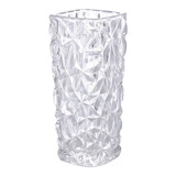 Vaso Vidro Quadrado Alto Relevo Decorativo Mesa Lylhome
