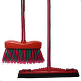 Vassoura De Nylon Cerdas Macias + Rodo Borracha Dupla 40cm