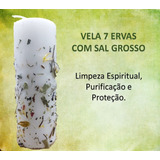 Vela 7 Dias 7 Ervas E Sal Grosso Limpeza Espiritual Proteção