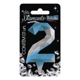 Vela Aniversário Diamante Azul / Prata