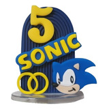Vela Aniversário Sonic Número 5 Biscuit