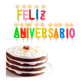 Vela Bolo Escrita Feliz Aniversário Letras Coloridas 16 Pcs