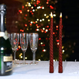 Vela Castiçal 2uni Batizados Casamento Natal 25cm Vermelho