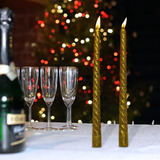 Vela Castiçal Kit 2un Batizados Casamento Natal 25cm Dourada