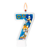 Vela De Aniversário Numeral Sonic Azul