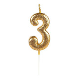 Vela De Aniversário Número 3 Glitter Dourado 4,5cm - Full