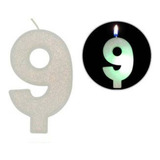 Vela De Aniversário Número 9 Led 8,7cm Silver Festas Full