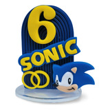 Vela De Aniversario Sonic Numero 6 Anos Biscuit