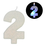Vela Para Aniversário Led- Silver Numero A Escolher