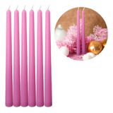 Vela Para Castiçal Palito Grande 26cm Kit 10 Uni. Magenta