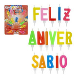 Velas Em Letras Feliz Aniversário Para Bolo (16 Un) E Festas