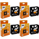 Ventilador Cooler Ventoinha Fan 80x80x25mm 80mm 12v Kit 4 Un