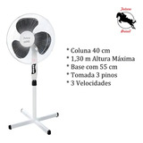 Ventilador De Coluna Pedestal Com 3 Velocidades Branco/preto