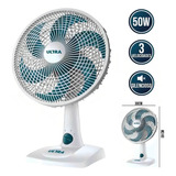Ventilador De Mesa 06 Pás 30cm Branco E Azul Ultra V306p Diâmetro 30 Cm Frequência 60 Hz Material Das Pás Plástico Quantidade De Pás 6 220v