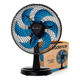 Ventilador De Mesa Diâmetro Windy 30cm 3 Velocidades 6 Pás Compacto 127v Cadence Vtr560 50w Preto Azul Com Porta Treco