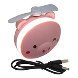Ventilador Espelho Led Maquiagem Aparelho Portátil Porquinho