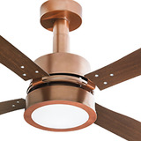 Ventilador Vintage Led Luz Amarela 4p Tb 220v Cobre C3v Cor Das Pás Tabaco Diâmetro 125 Cm Material Das Pás Madeira Quantidade De Pás 4