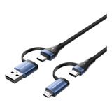 Vention - Cabo 4x1 Usb-c Usb-a Micro 100w Usb 1,5m 1,5 Metro