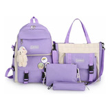 Versão Coreana Da Mochila Escolar De Cinco Peças Do Campus