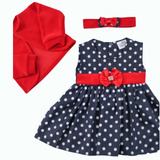 Vestidinho De Bebe C/ Bolero E Tiara 100% Algodão