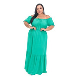 Vestidinho Plus Size Viscolinho Longo Ciganinha