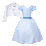 Vestido Azul Infantil Princesas Daminha Festa