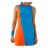 Vestido Beach Tennis Alto Giro Thassia Naves Azul E Laranja