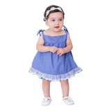 Vestido Bebe C/ Calcinha E Tiara 100% Algodão Mundo Nina 