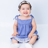 Vestido Bebe + Calcinha + Tiara 100% Algodão Mundo Nina Kids