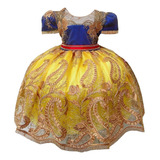 Vestido Branca De Neve Infantil Renda Rodado Realeza De Luxo