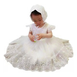 Vestido Branco Bebs Ou Rn Com Touca P Batizados Casamentos