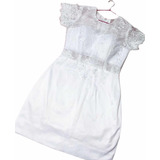 Vestido Branco De Noiva Curto Civil Com Renda Transparência