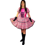 Vestido Caipira De Festa Junina Adulto Com Luva E Fitas 