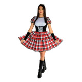 Vestido Caipira De Festa Junina Adulto Com Luva +laço Cabelo