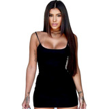 Vestido Canelado Curto Alcinha Tubinho Ajuste Ao Corpo Femin