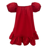 Vestido Ciganinha Infantil Menina Festa Vermelho Algodão 