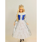 Vestido Cinderela P/ Boneca Barbie Princesa Disney Coroa 4f