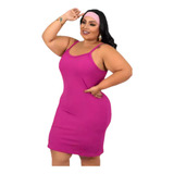 Vestido Curto Alcinha Canelado Plus Size Tubinho Casual