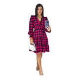 Vestido Curto Forrado Manga Comprida Princesa Decote Em V