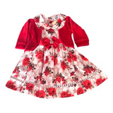 Vestido De Bebe C/ Bolero E Tiara 100% Algodão