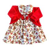 Vestido De Bebe Com Bolero E Tiara 100% Algodão - Laura