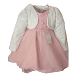 Vestido De Bebe Menina Com Bolero Branco Infantil Princesa 