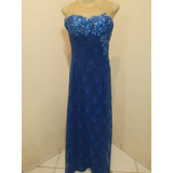 Vestido De Festa Azul Em Renda E Transparência