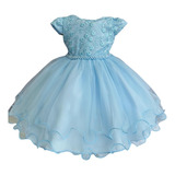 Vestido De Festa Infantil Azul Serenity