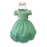 Vestido De Festa Infantil Menina Bonita Verde Claro T 1 2 3