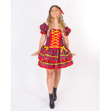 Vestido De Festa Junina Luxo Caipira Quadrilha Adulto Cores