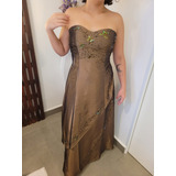 Vestido De Festa Longo Ouro Velho Com Bordado Miçanga
