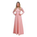 Vestido De Festa Manga Longa Renda Casamento Madrinha