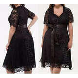 Vestido De Festa Midi, Em Renda, Plus Size, Pronta Entrega