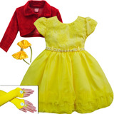 Vestido De Festa Princesa Amarela Bela E A Fera Com Bolero